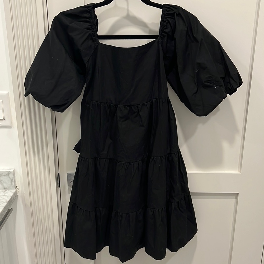 Faithfull the Brand puff sleeve black dress never worn